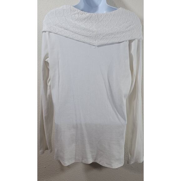 Rafaella White Ribbed Layered Textured Round Collar Large Lightweight Soft - Picture 4 of 6